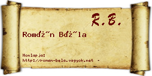 Román Béla névjegykártya